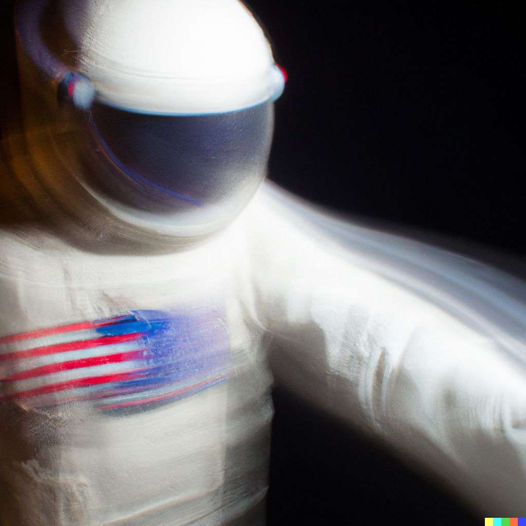 an astronaut, photograph, slow shutter speed, 1s